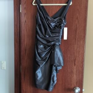 Maggy London Gray Asymmetrical Bodycon Cocktail Dress